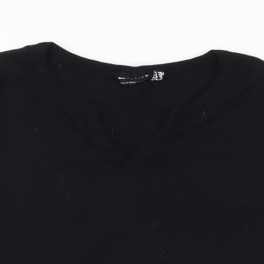 ASOS Womens Black Cotton Basic T-Shirt Size 10 V-Neck