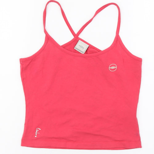 Umbro Womens Pink Cotton Cropped Tank Size 8 Scoop Neck