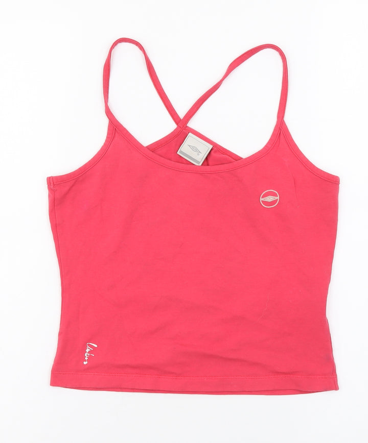 Umbro Womens Pink Cotton Cropped Tank Size 8 Scoop Neck