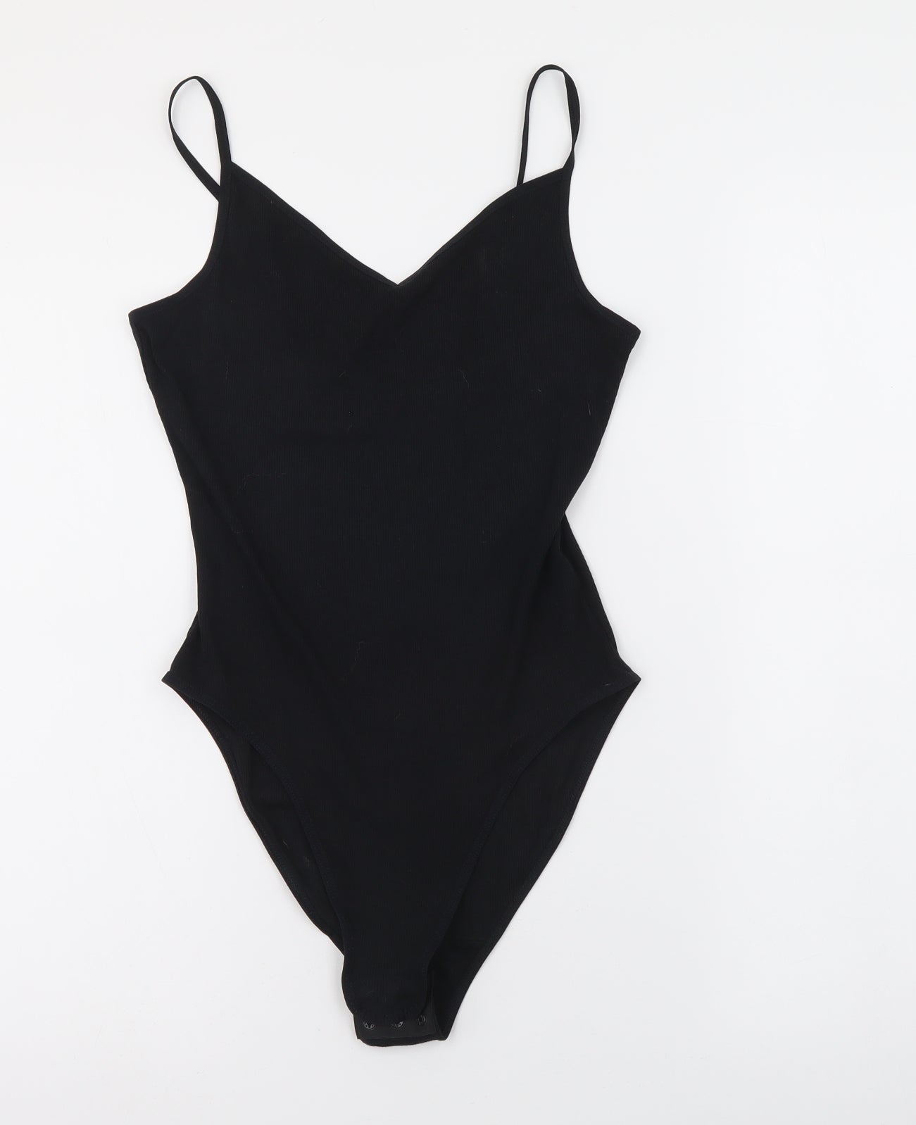 Marks and Spencer Womens Black Cotton Bodysuit One-Piece Size 10 Snap