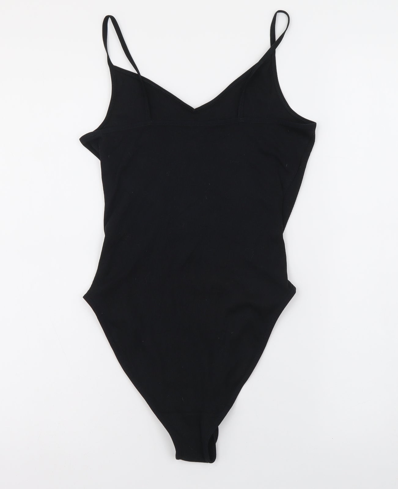Marks and Spencer Womens Black Cotton Bodysuit One-Piece Size 10 Snap