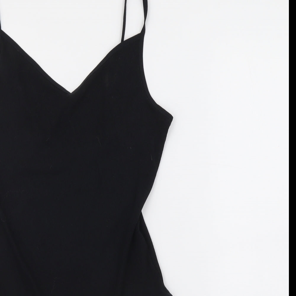 Marks and Spencer Womens Black Cotton Bodysuit One-Piece Size 10 Snap