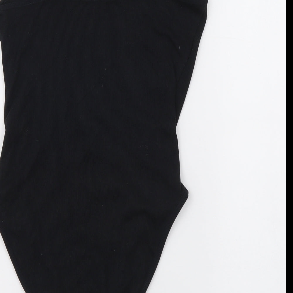 Marks and Spencer Womens Black Cotton Bodysuit One-Piece Size 10 Snap
