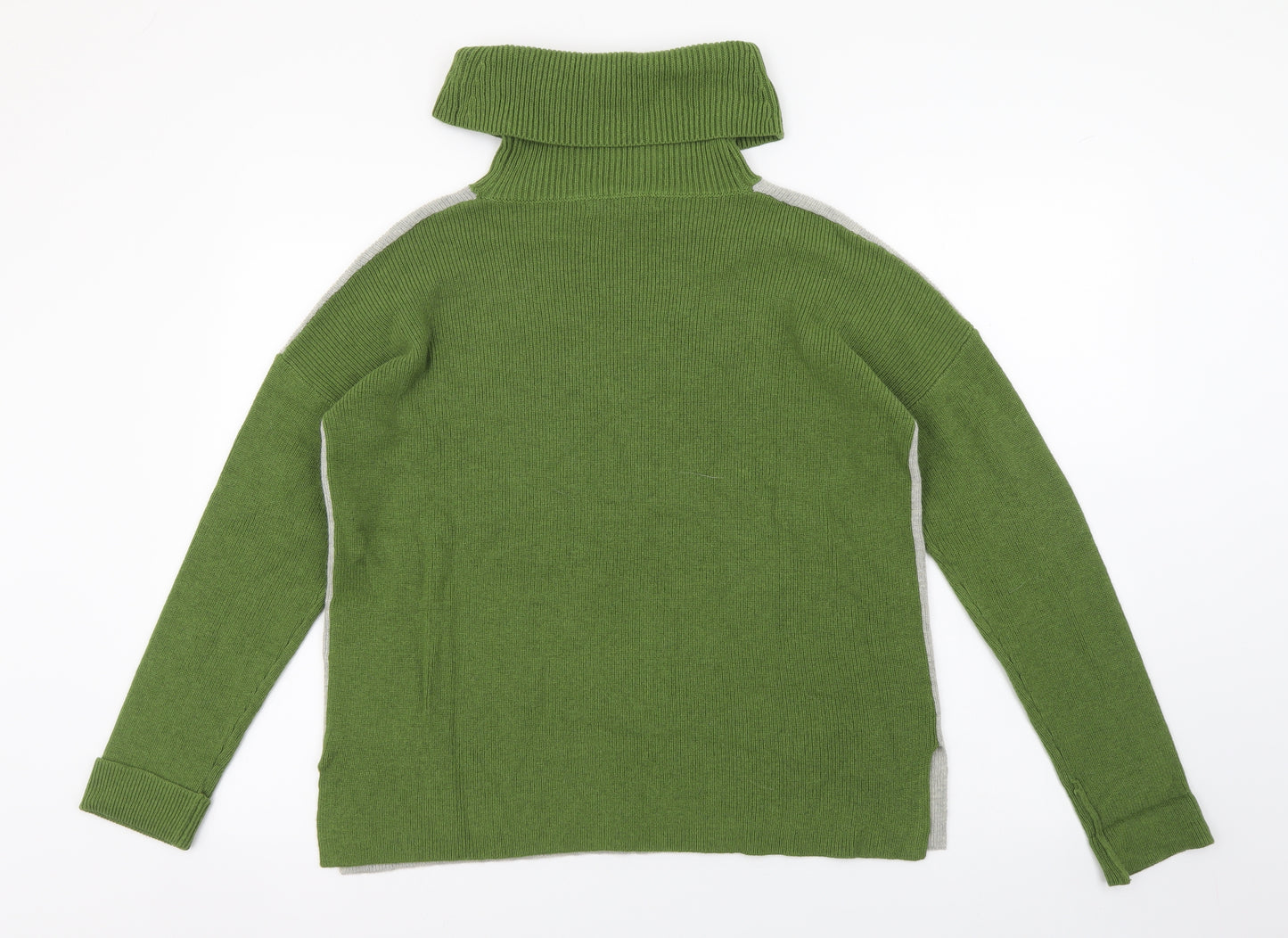 Woolovers Womens Green Roll Neck Cotton Pullover Jumper Size S - Colourblock