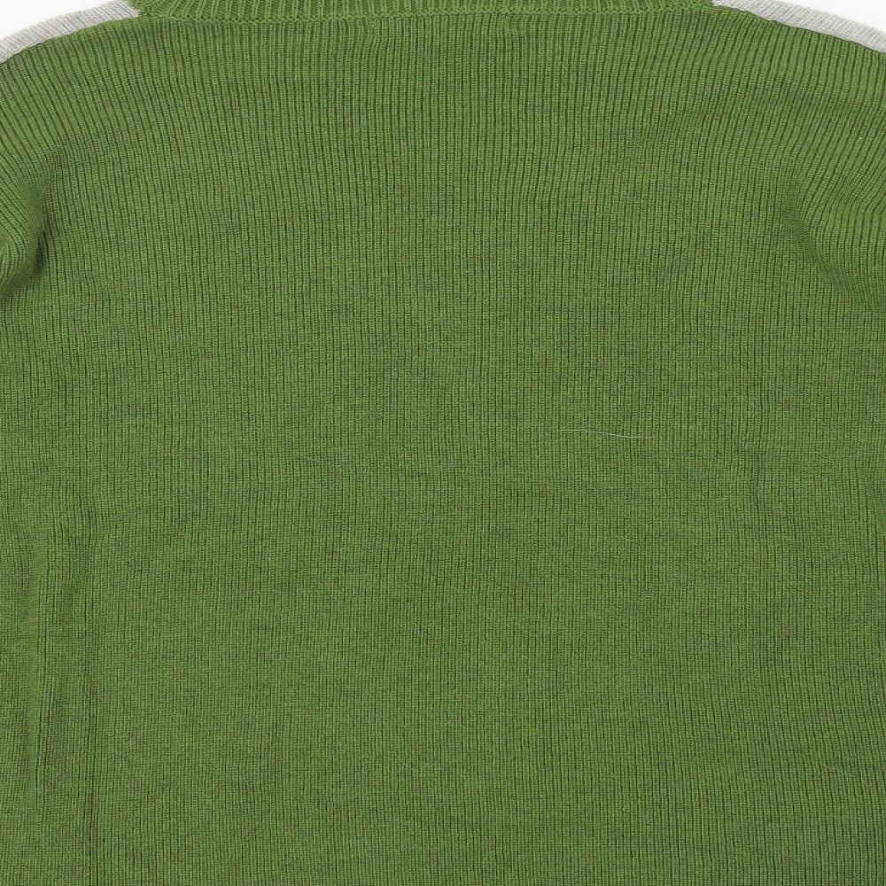 Woolovers Womens Green Roll Neck Cotton Pullover Jumper Size S - Colourblock