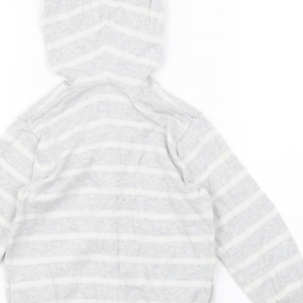 H&M Boys Grey Striped Jacket Coatigan Size 18-24 Months Button