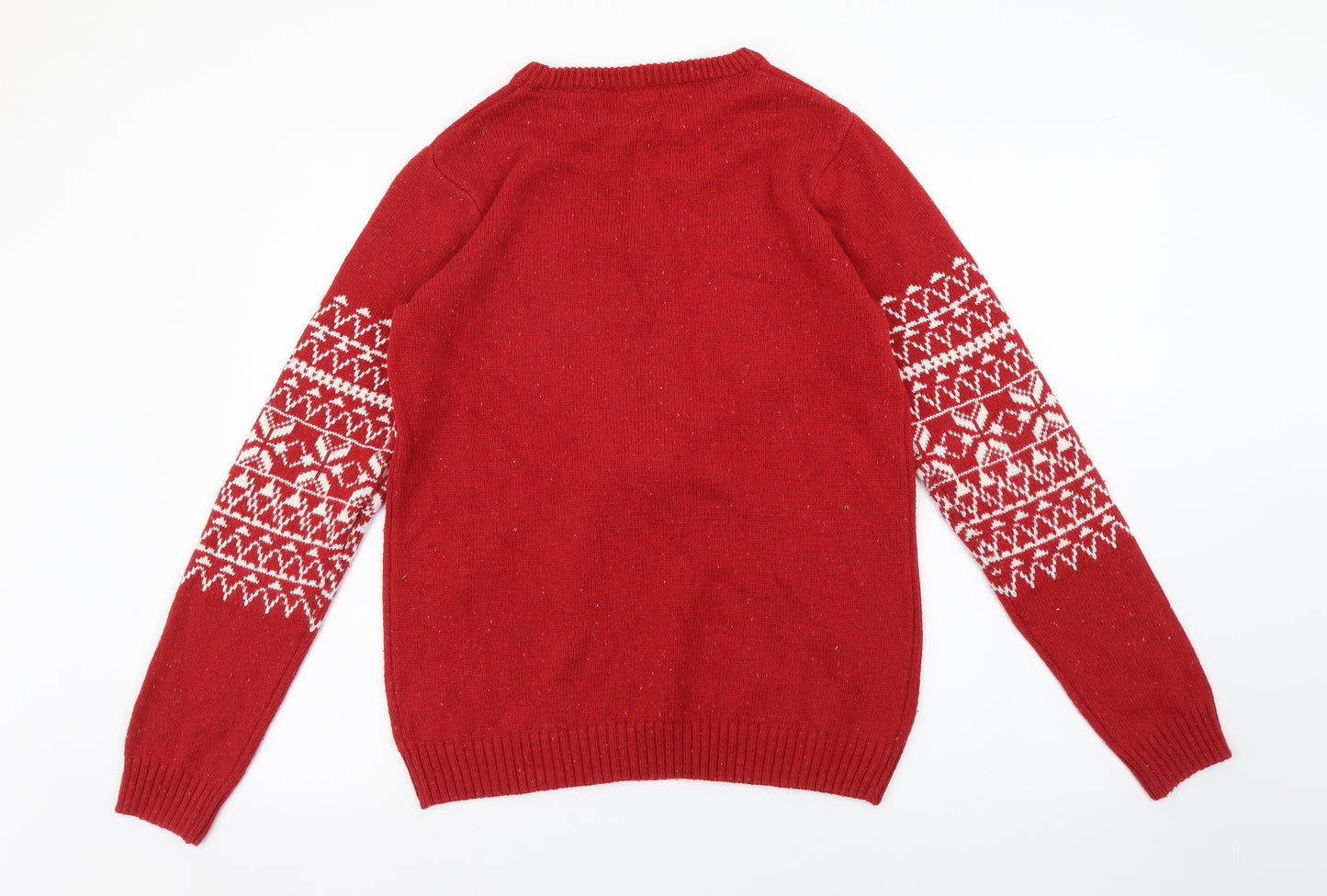 NEXT Boys Red Round Neck Fair Isle Acrylic Pullover Jumper Size 15 Years Pullover - Christmas Rudolph