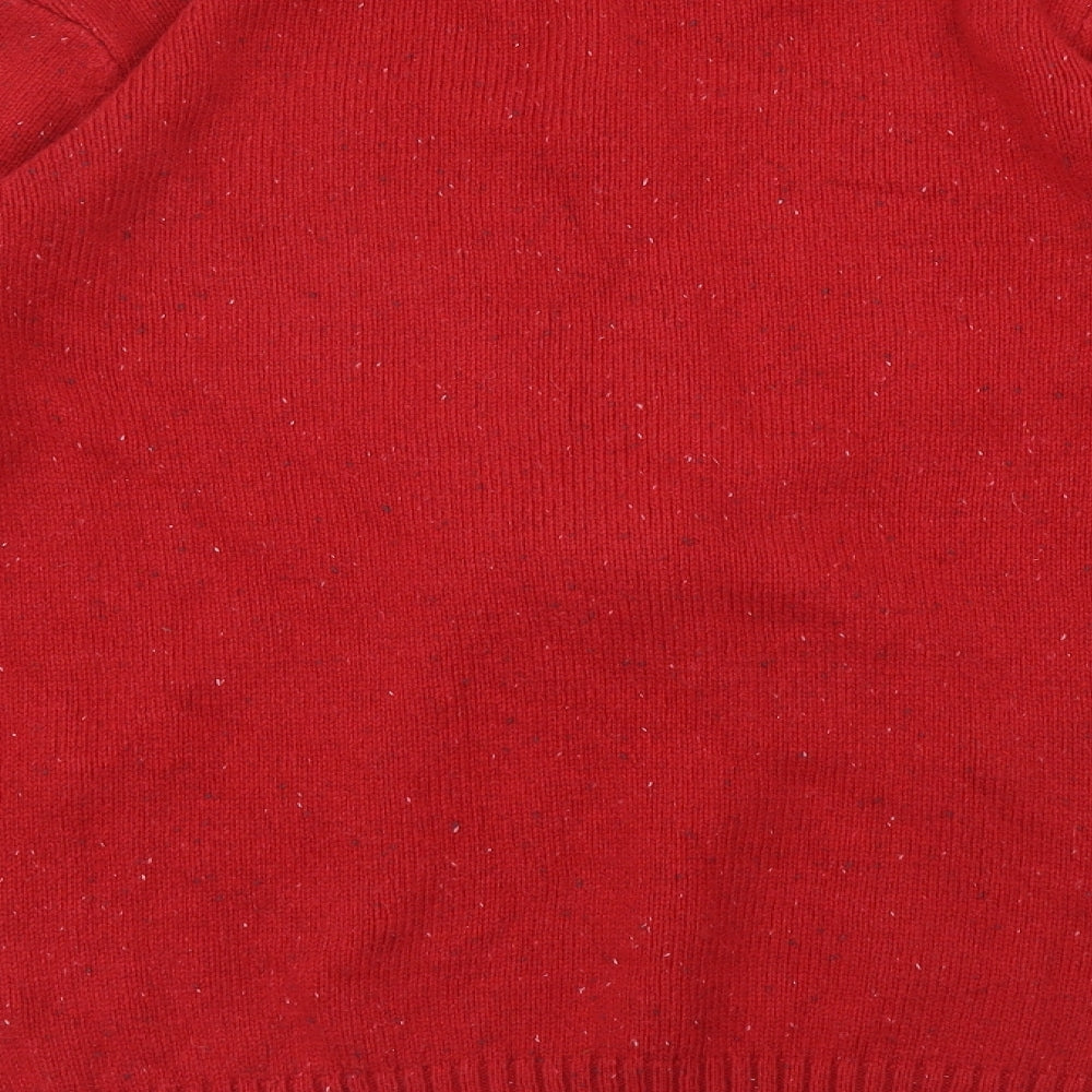 NEXT Boys Red Round Neck Fair Isle Acrylic Pullover Jumper Size 15 Years Pullover - Christmas Rudolph