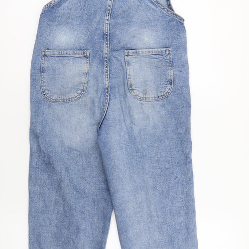 H&M Girls Blue Cotton Dungaree One-Piece Size 9-10 Years L23 in Button