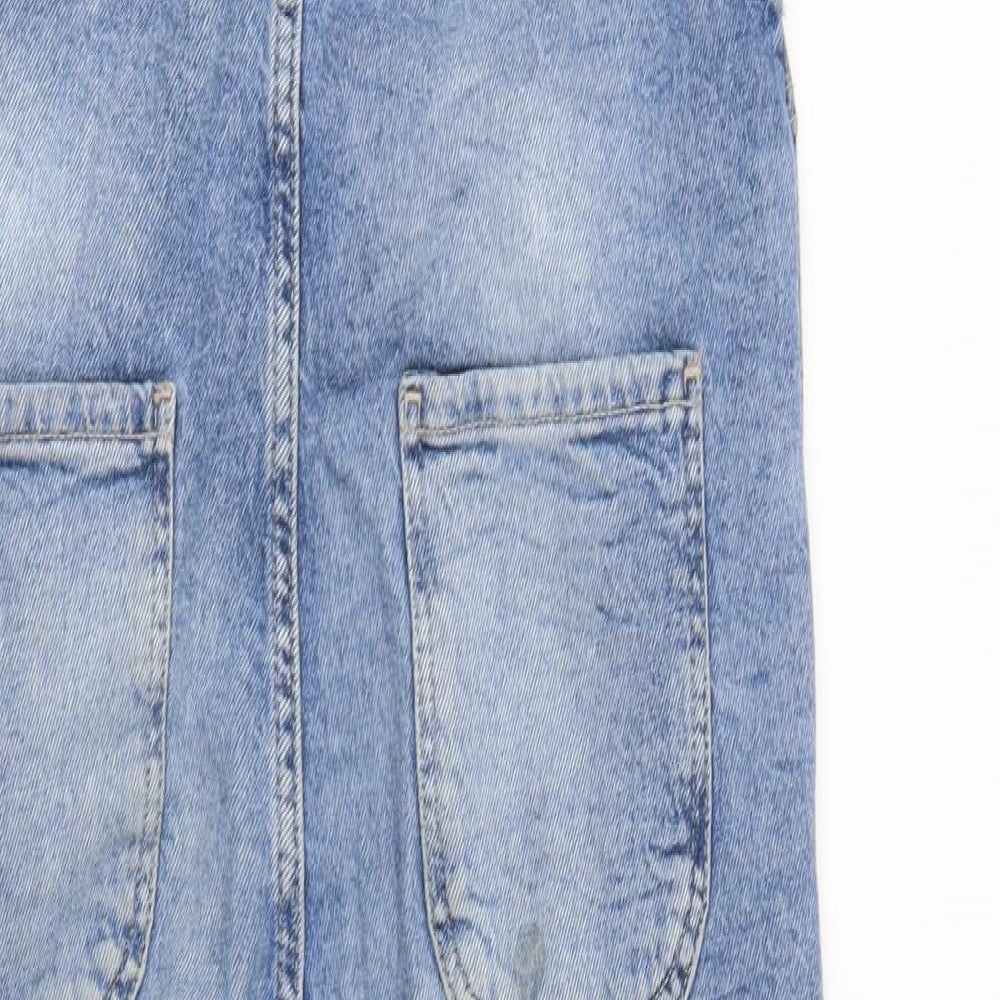 H&M Girls Blue Cotton Dungaree One-Piece Size 9-10 Years L23 in Button