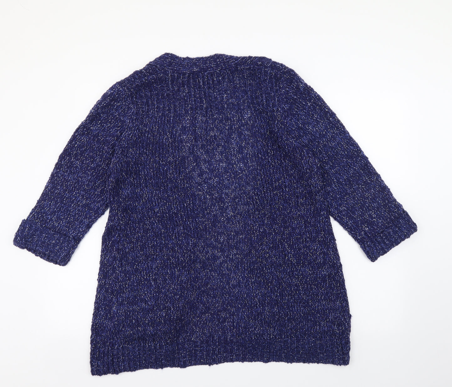 M&Co Womens Blue V-Neck Acrylic Cardigan Jumper Size 16
