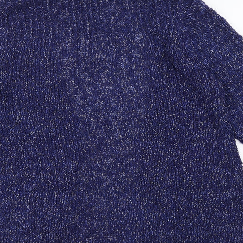 M&Co Womens Blue V-Neck Acrylic Cardigan Jumper Size 16
