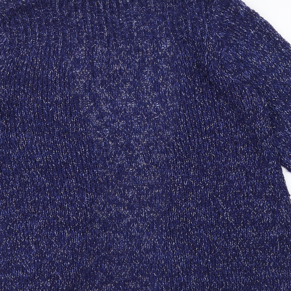 M&Co Womens Blue V-Neck Acrylic Cardigan Jumper Size 16