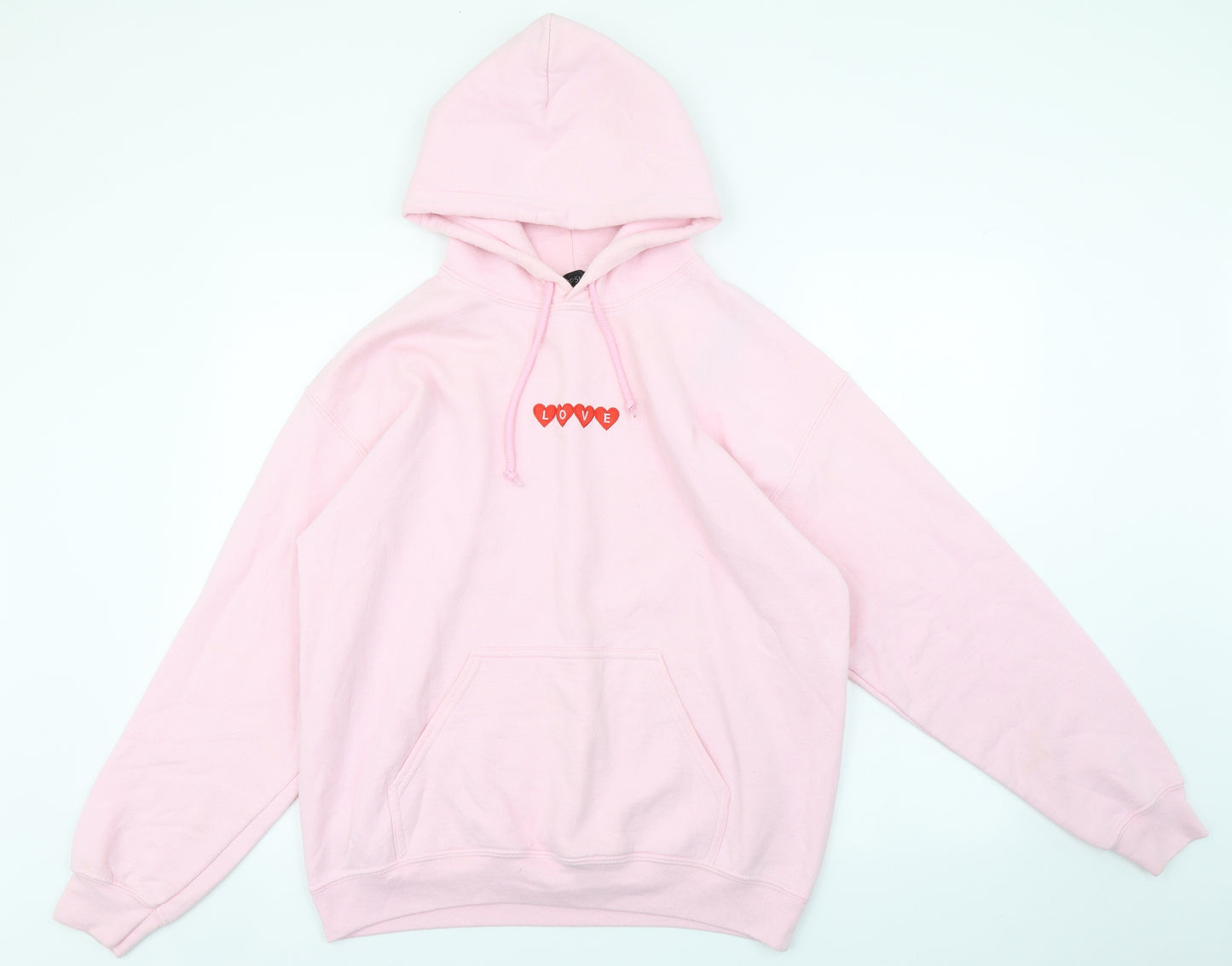 Topshop Womens Pink Cotton Pullover Hoodie Size M Pullover - Love Hearts