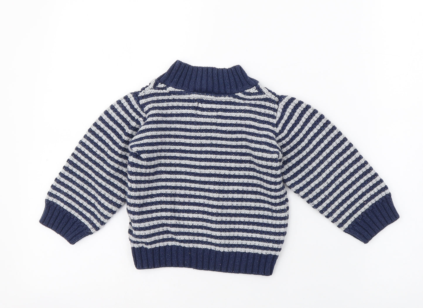 H&M Boys Blue Striped Cotton Pullover Jumper Size 18-24 Months Pullover
