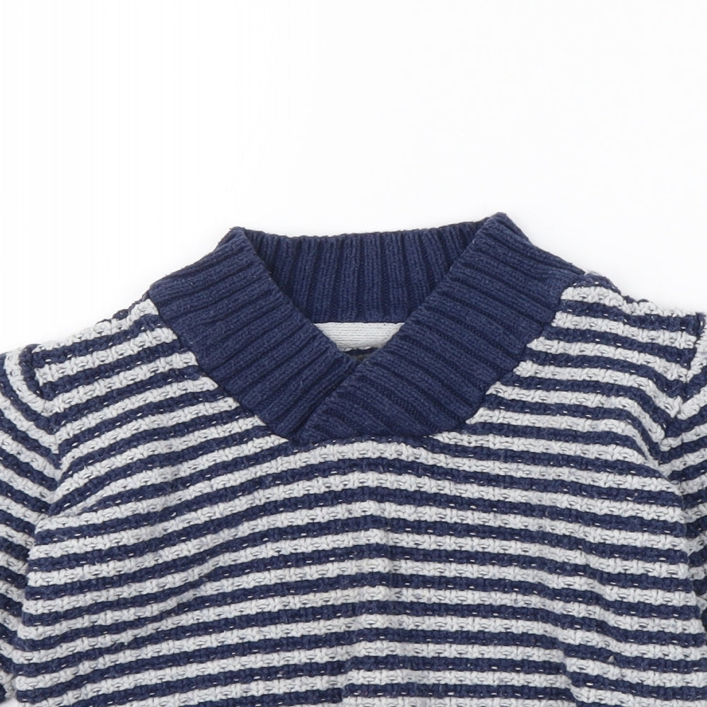 H&M Boys Blue Striped Cotton Pullover Jumper Size 18-24 Months Pullover