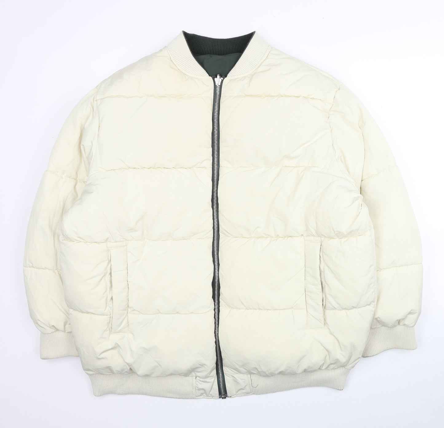 ASOS Womens White Jacket Size 16 Zip - Reversible Jacket