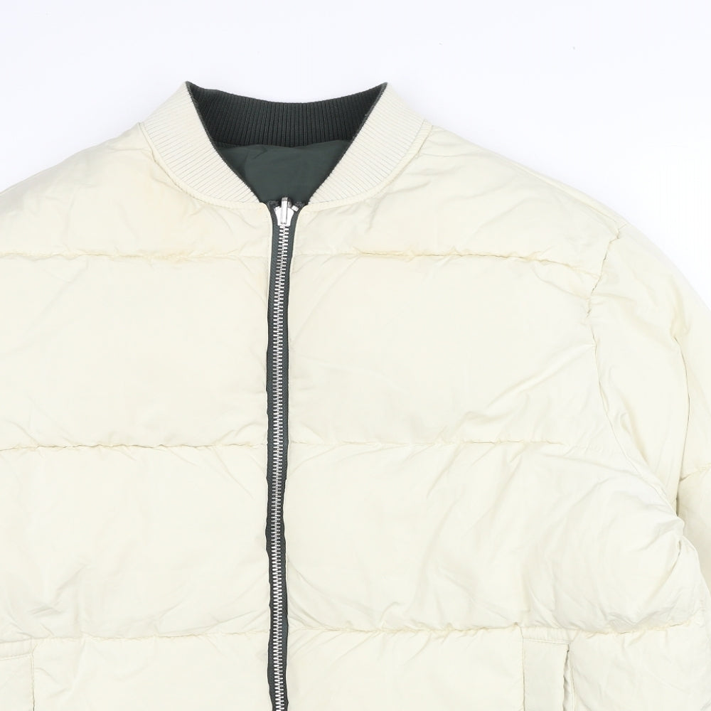 ASOS Womens White Jacket Size 16 Zip - Reversible Jacket