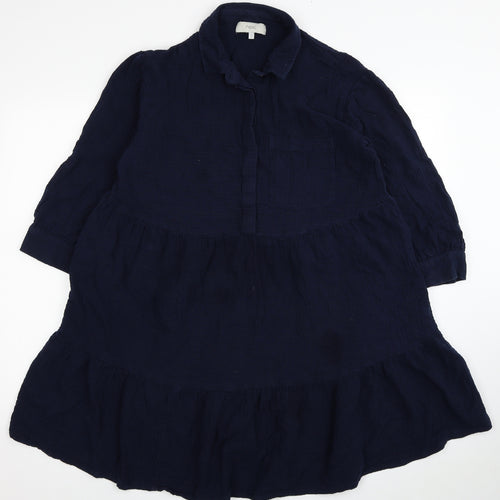 NEXT Womens Blue Cotton Shirt Dress Size 12 Collared Button