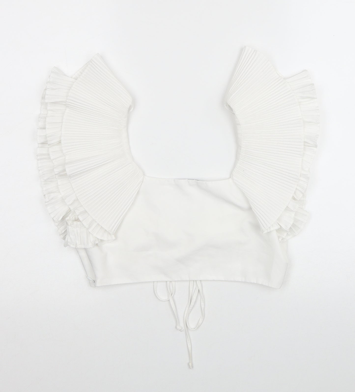 Zara Womens White Polyester Cropped Polo Size S Scoop Neck
