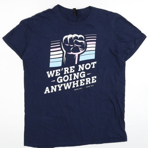 Tear Away Womens Blue Cotton Basic T-Shirt Size S Round Neck - We're not going anywhere