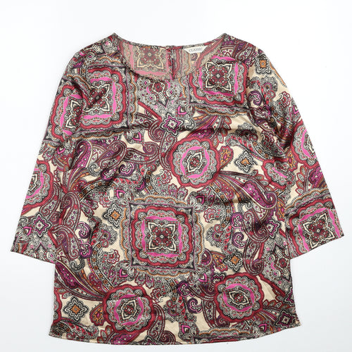 Marks and Spencer Womens Multicoloured Paisley Polyester Basic Blouse Size 10 Round Neck