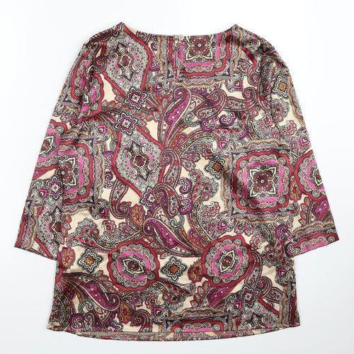 Marks and Spencer Womens Multicoloured Paisley Polyester Basic Blouse Size 10 Round Neck