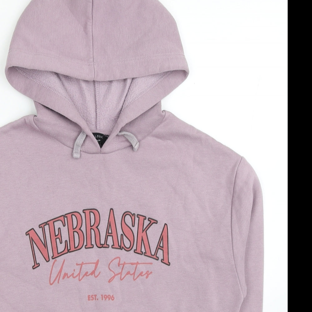 New Look Girls Purple Polyester Pullover Hoodie Size 14-15 Years Pullover - Nebraska