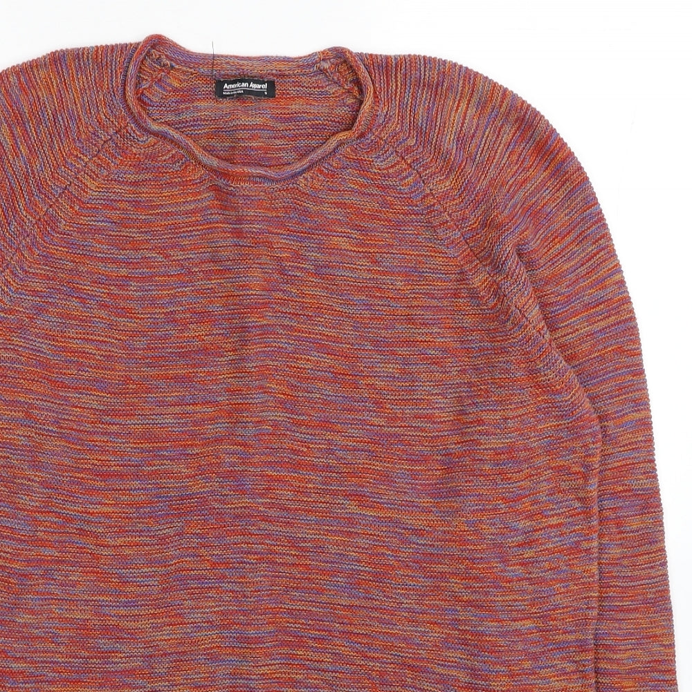 American Apparel Mens Red Crew Neck Cotton Pullover Jumper Size S