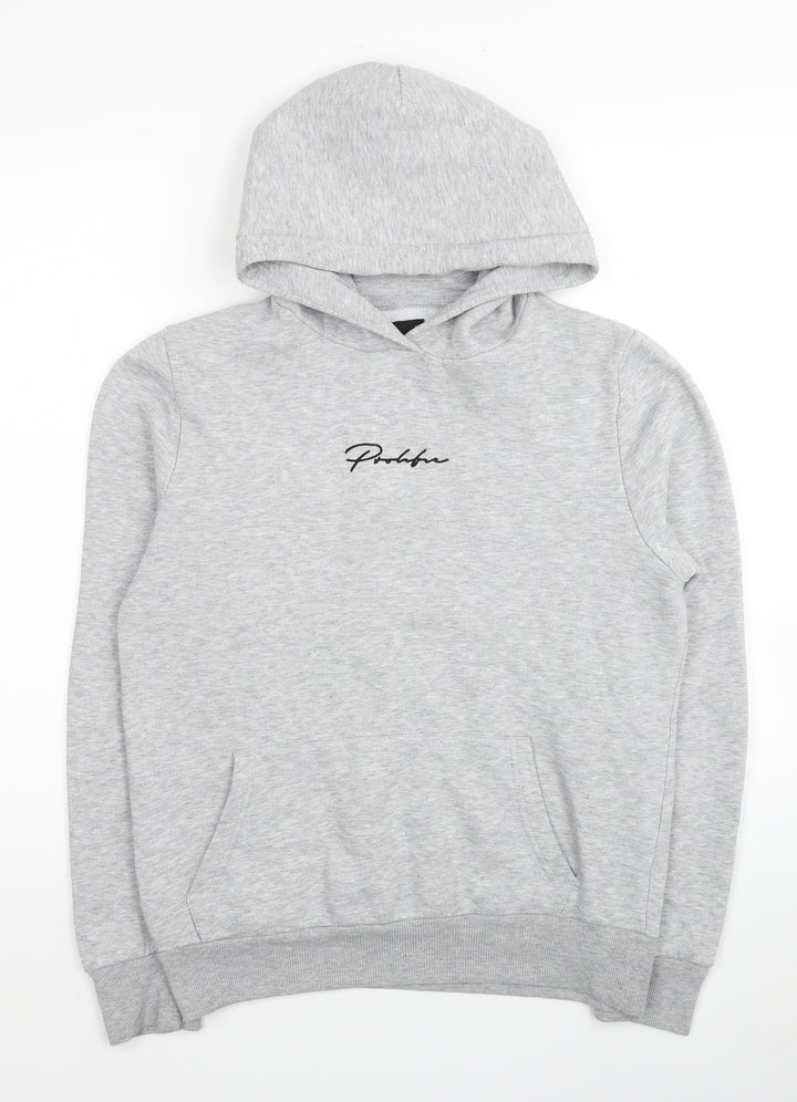 River Island Mens Grey Polyester Pullover Hoodie Size XS