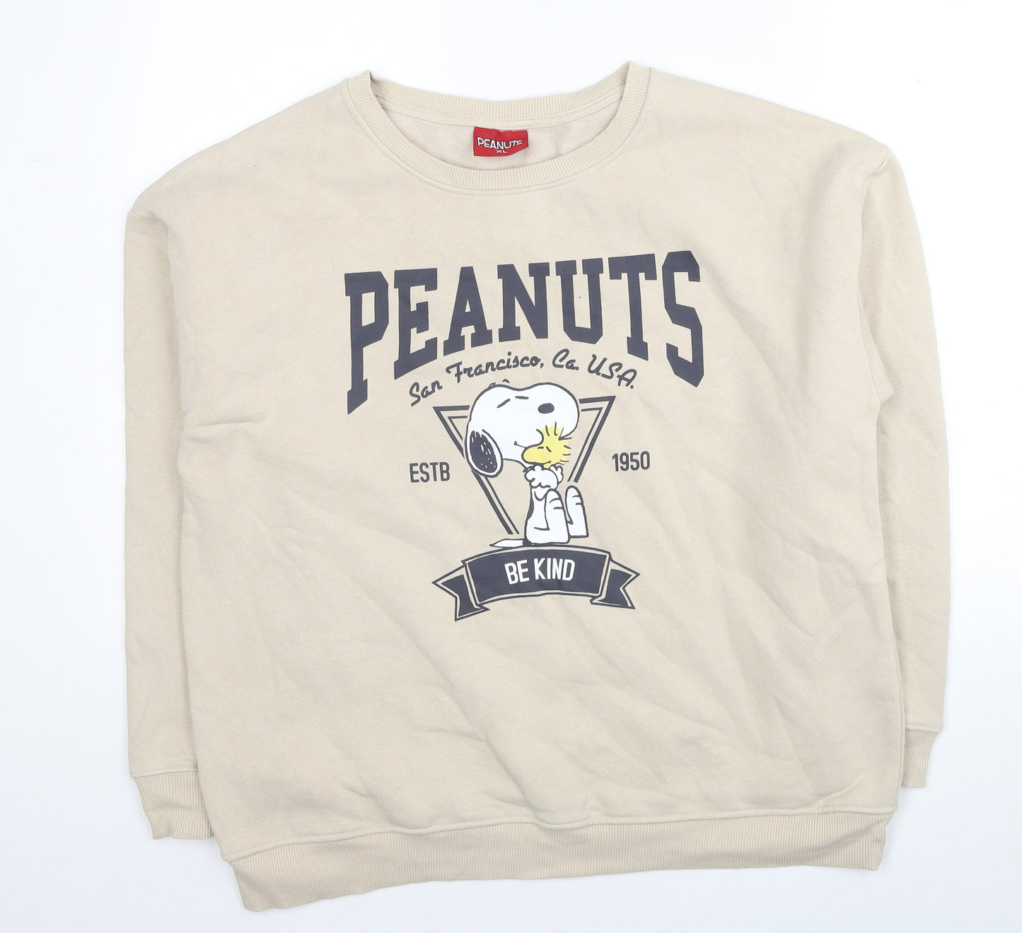 Peanuts Womens Beige Cotton Pullover Sweatshirt Size XL Pullover