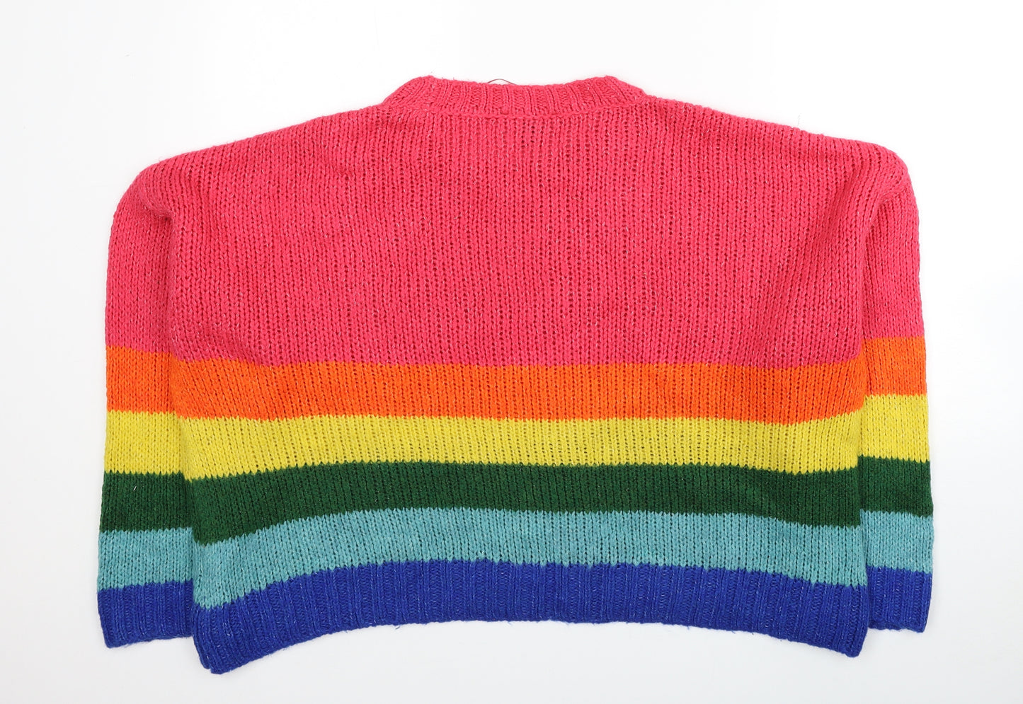 Primark Womens Multicoloured Round Neck Striped Acrylic Pullover Jumper Size 18 - Size 18-20