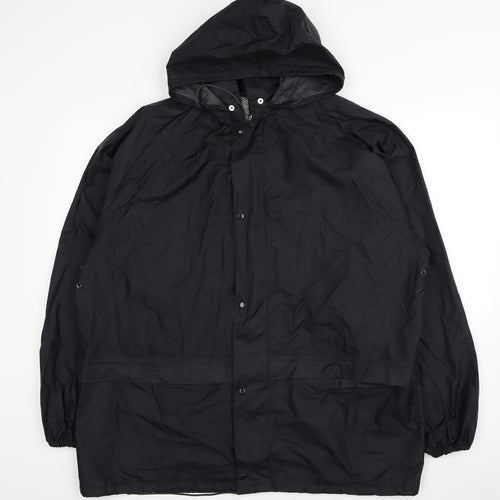 FootPete Mens Black Rain Coat Coat Size M Zip