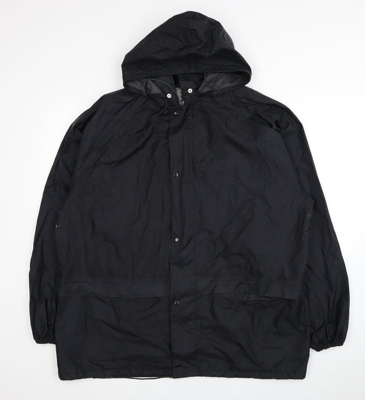 FootPete Mens Black Rain Coat Coat Size M Zip