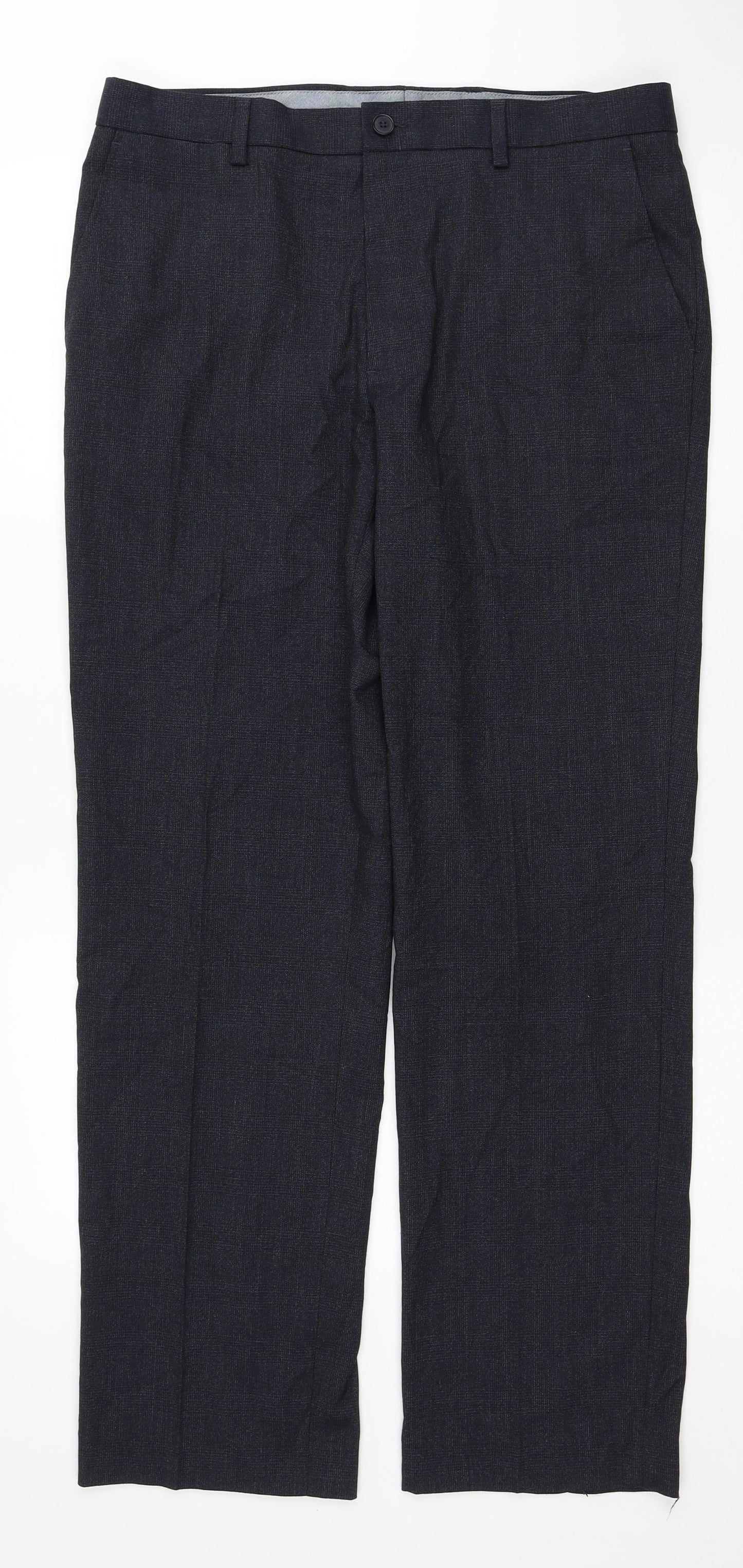 Marks and Spencer Mens Grey Polyester Trousers Size 34 in L31 in Regular Zip