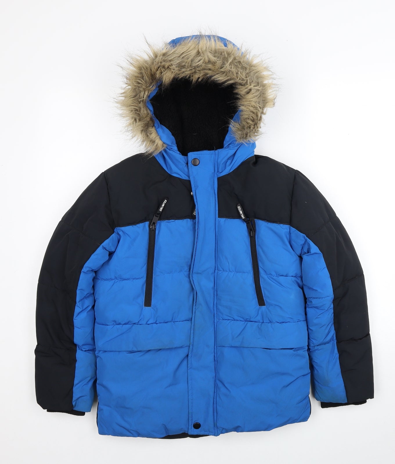 George Boys Blue Parka Coat Size 8-9 Years Zip