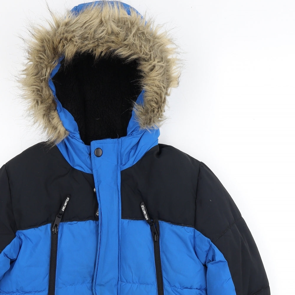 George Boys Blue Parka Coat Size 8-9 Years Zip