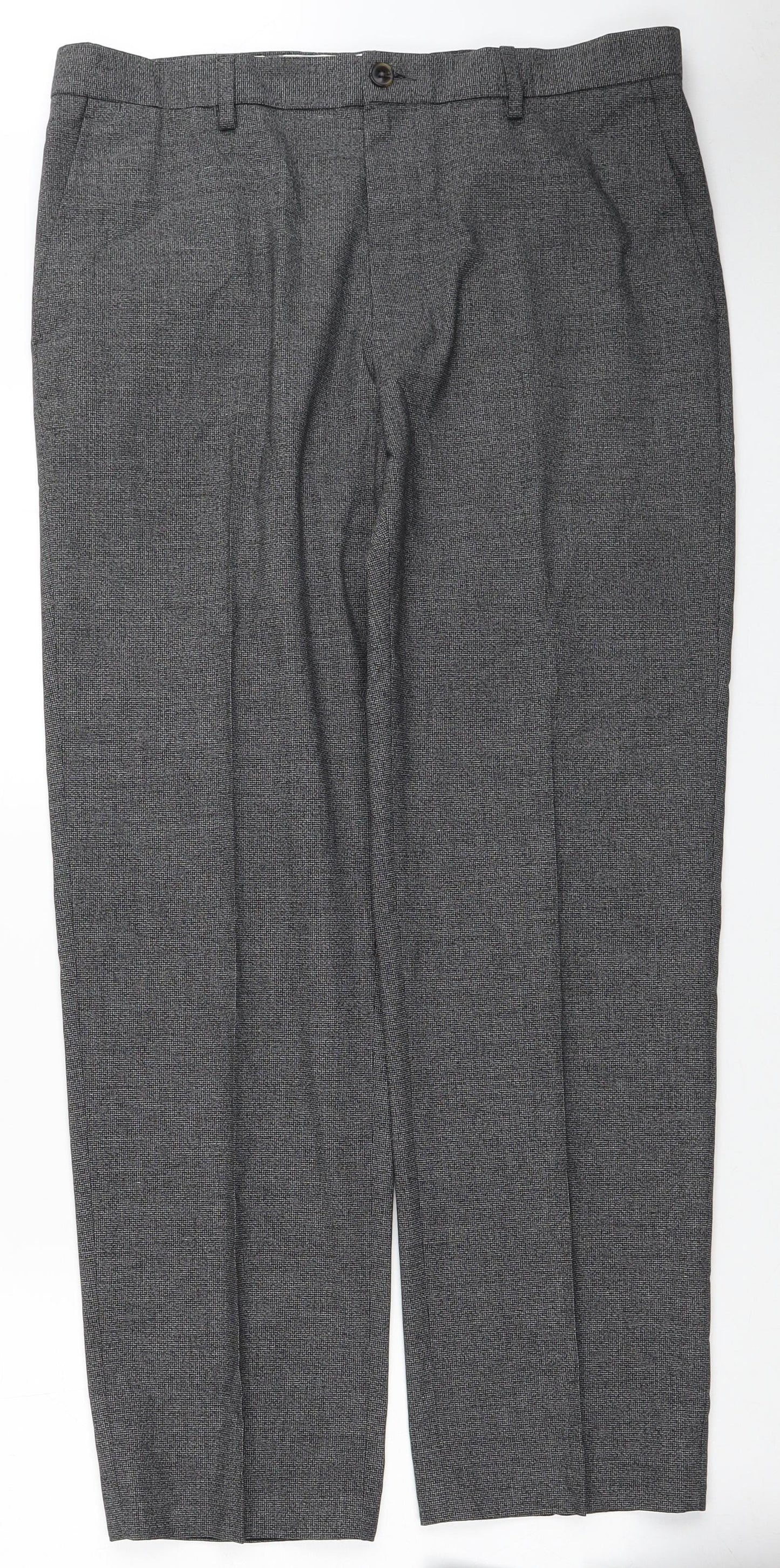 Marks and Spencer Mens Grey Polyester Trousers Size 34 in L29 in Regular Zip