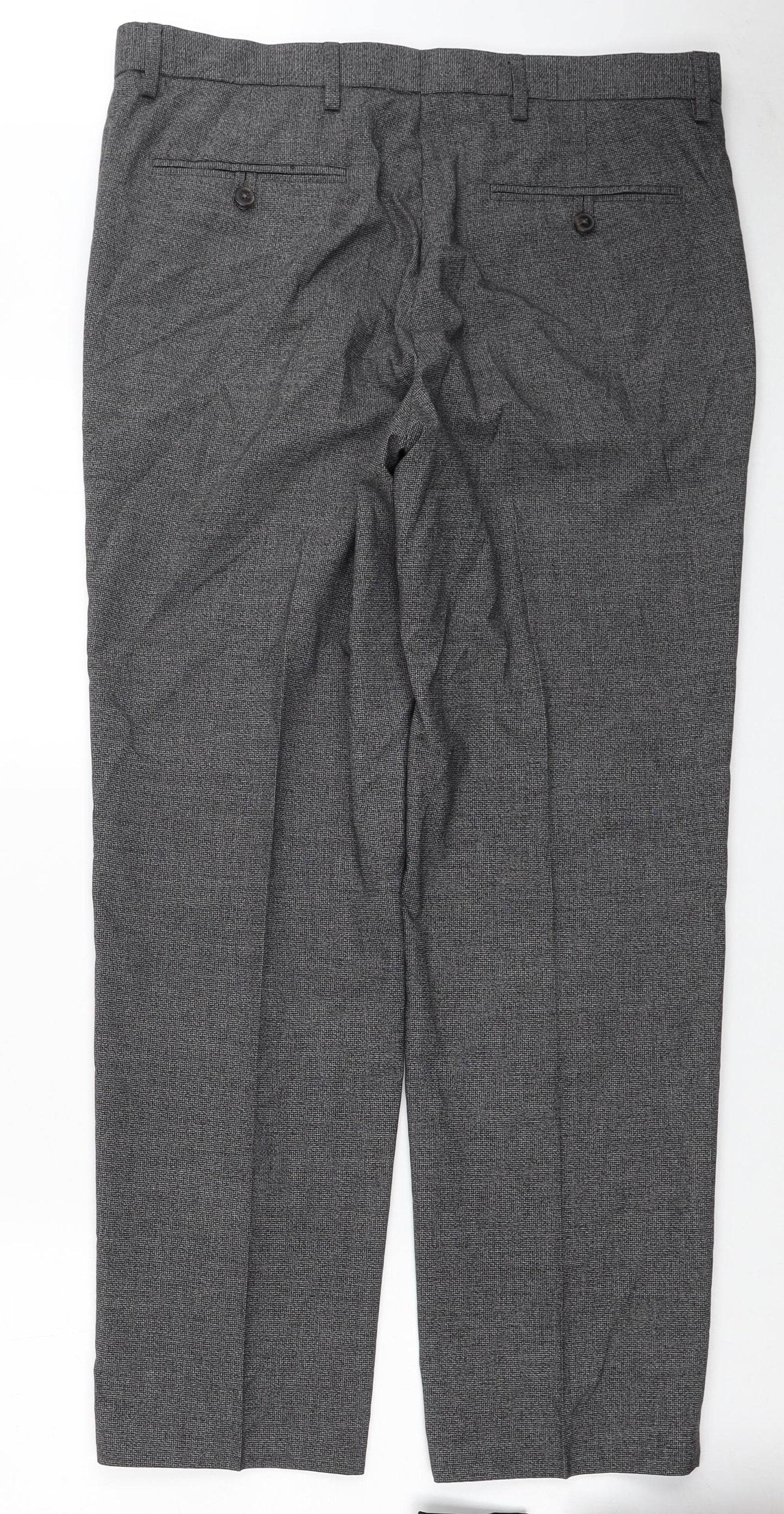 Marks and Spencer Mens Grey Polyester Trousers Size 34 in L29 in Regular Zip