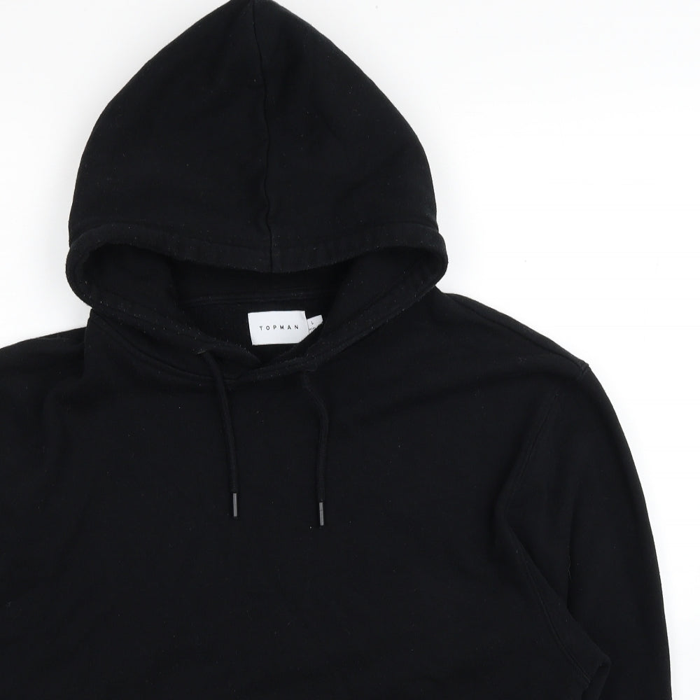 Topman Mens Black Cotton Pullover Hoodie Size L