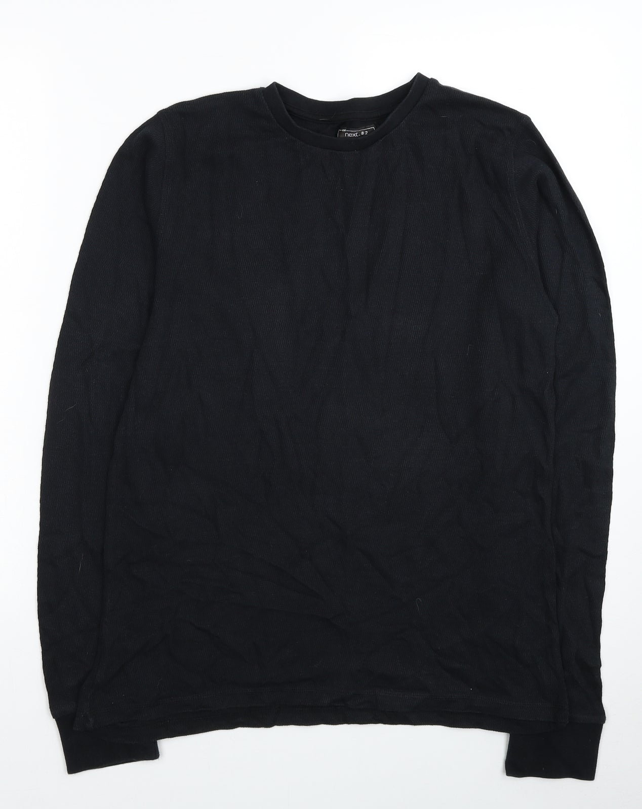 NEXT Boys Black Cotton Basic Casual Size 15 Years Round Neck Pullover