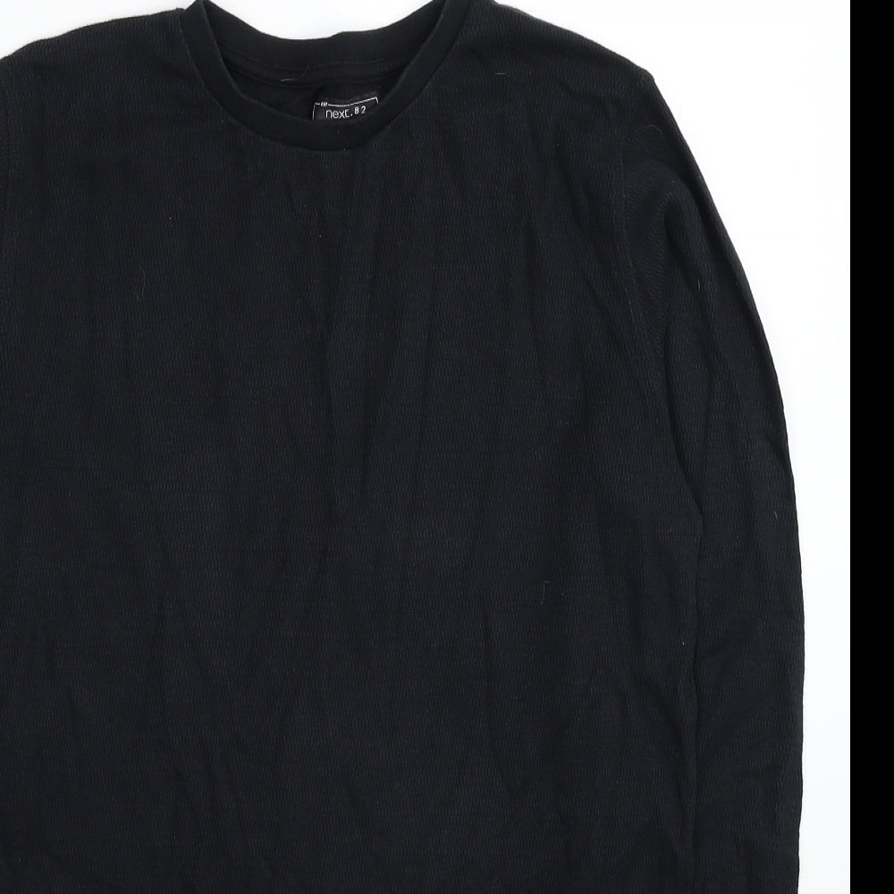 NEXT Boys Black Cotton Basic Casual Size 15 Years Round Neck Pullover