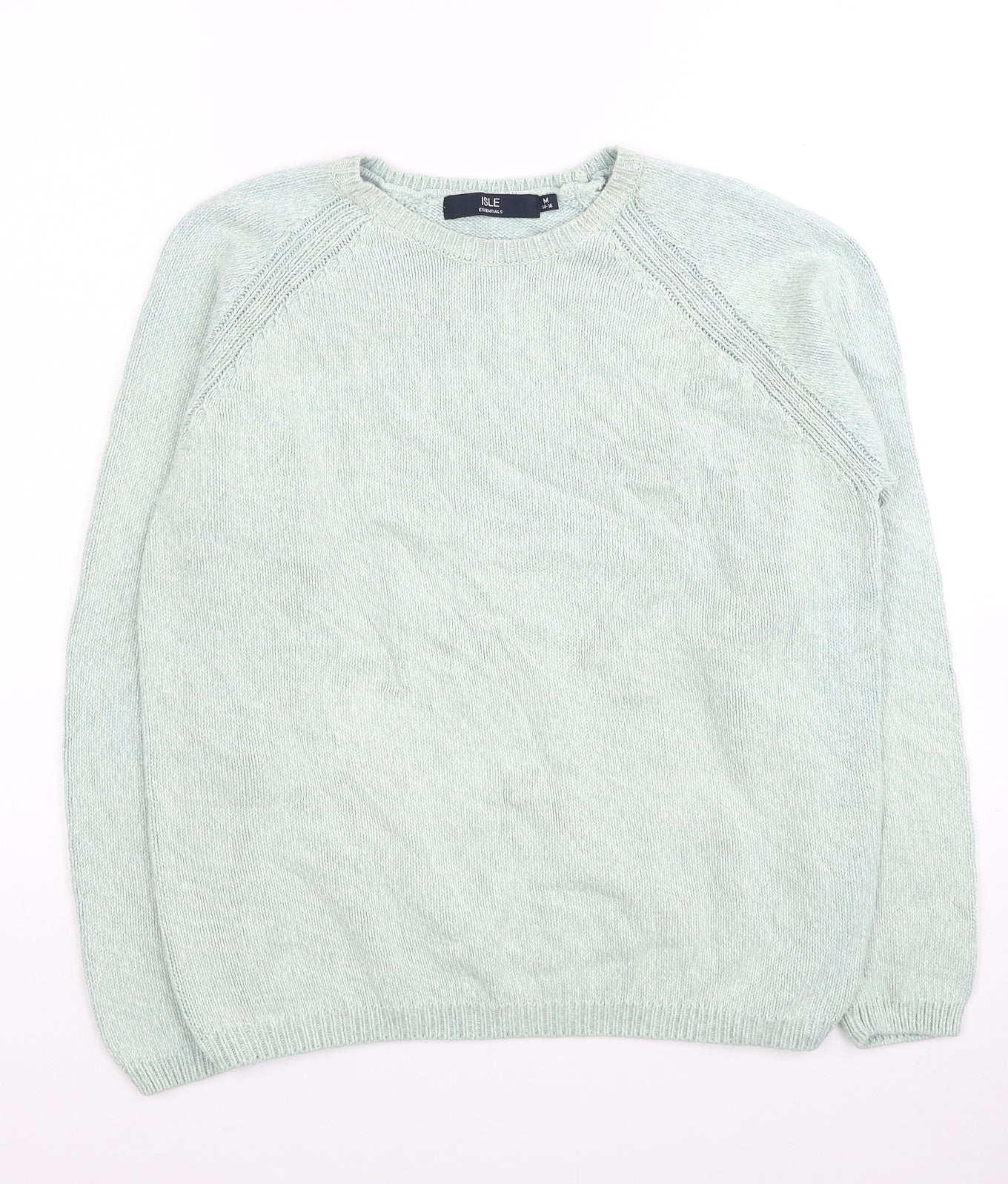 EWM Womens Green Crew Neck Cotton Pullover Jumper Size 14