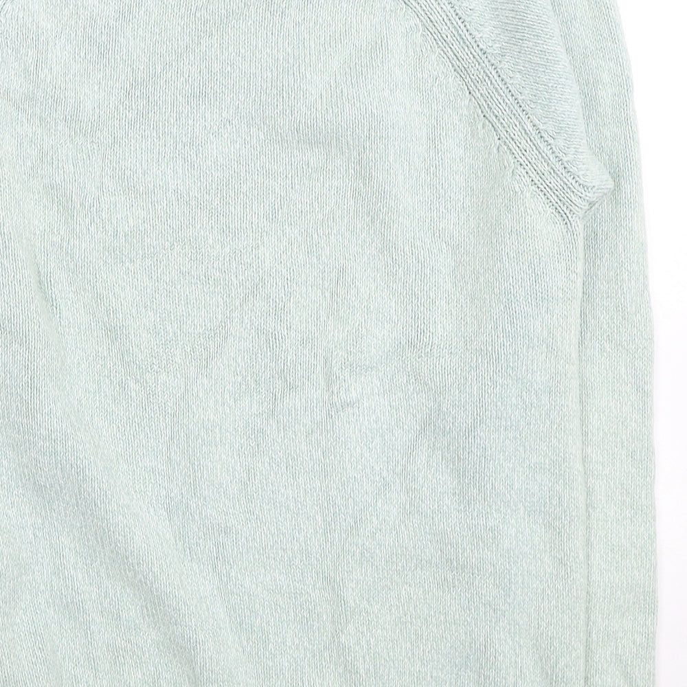 EWM Womens Green Crew Neck Cotton Pullover Jumper Size 14