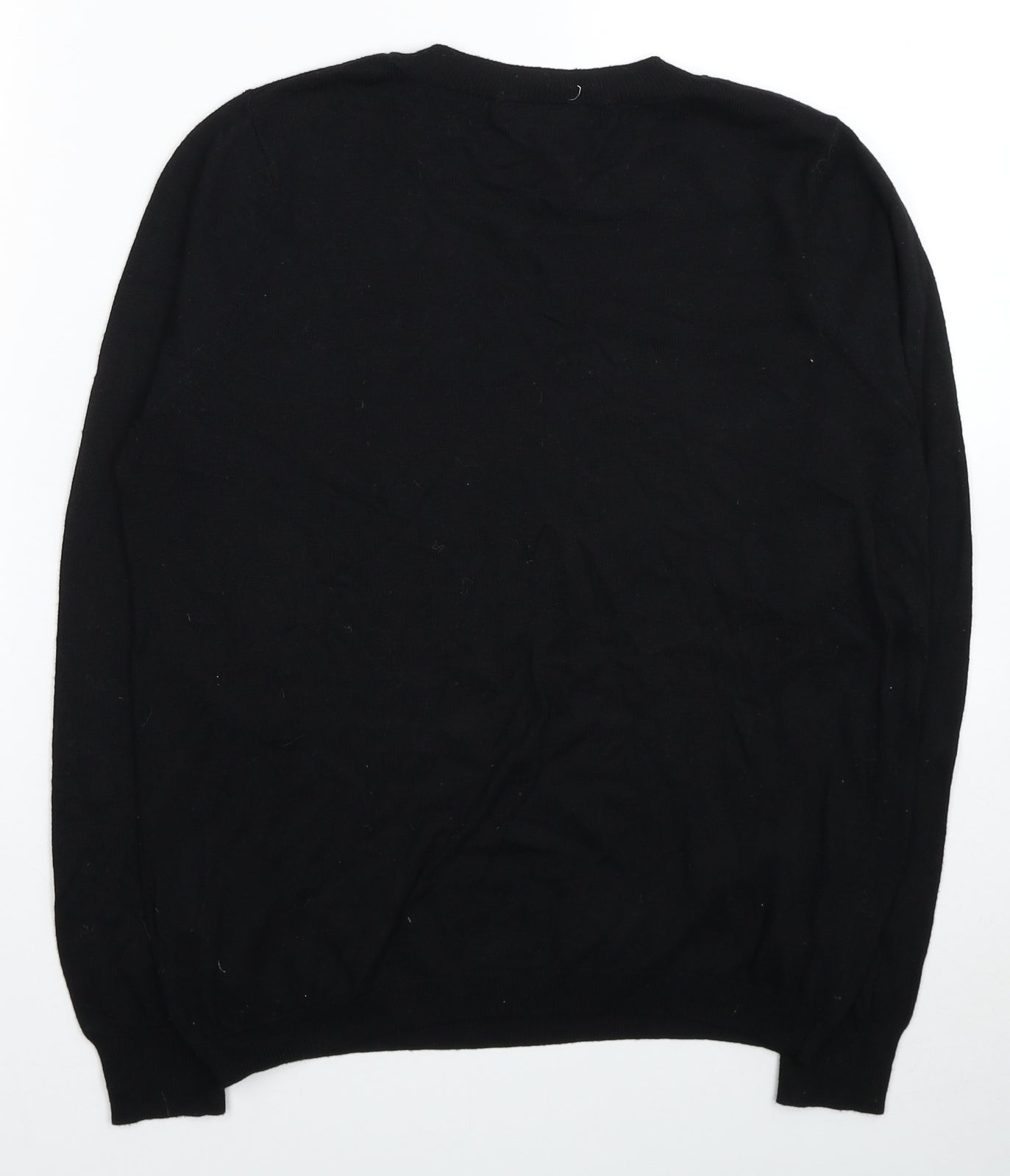 Marks and Spencer Womens Black Crew Neck Polyamide Pullover Jumper Size M - Snowflakes