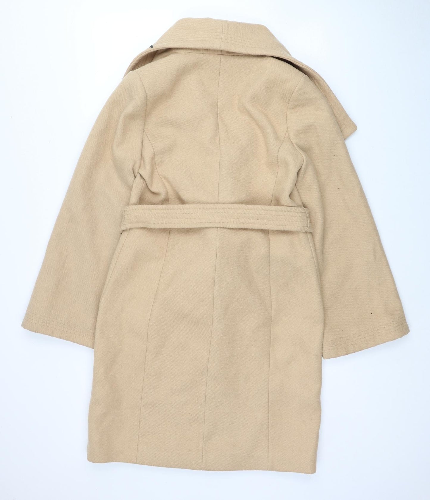 Lipsy Womens Beige Overcoat Coat Size 10 Tie