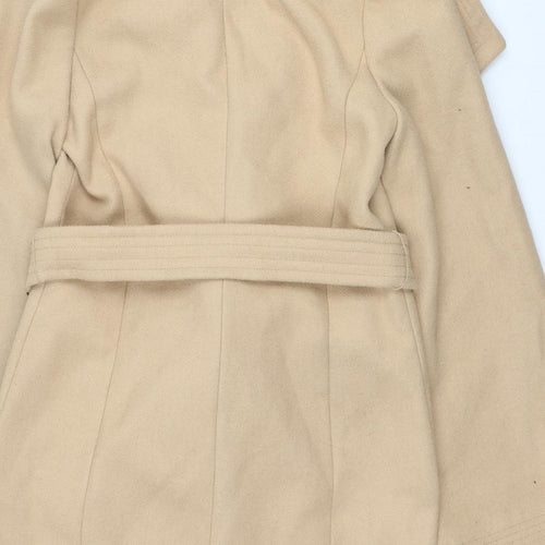 Lipsy Womens Beige Overcoat Coat Size 10 Tie