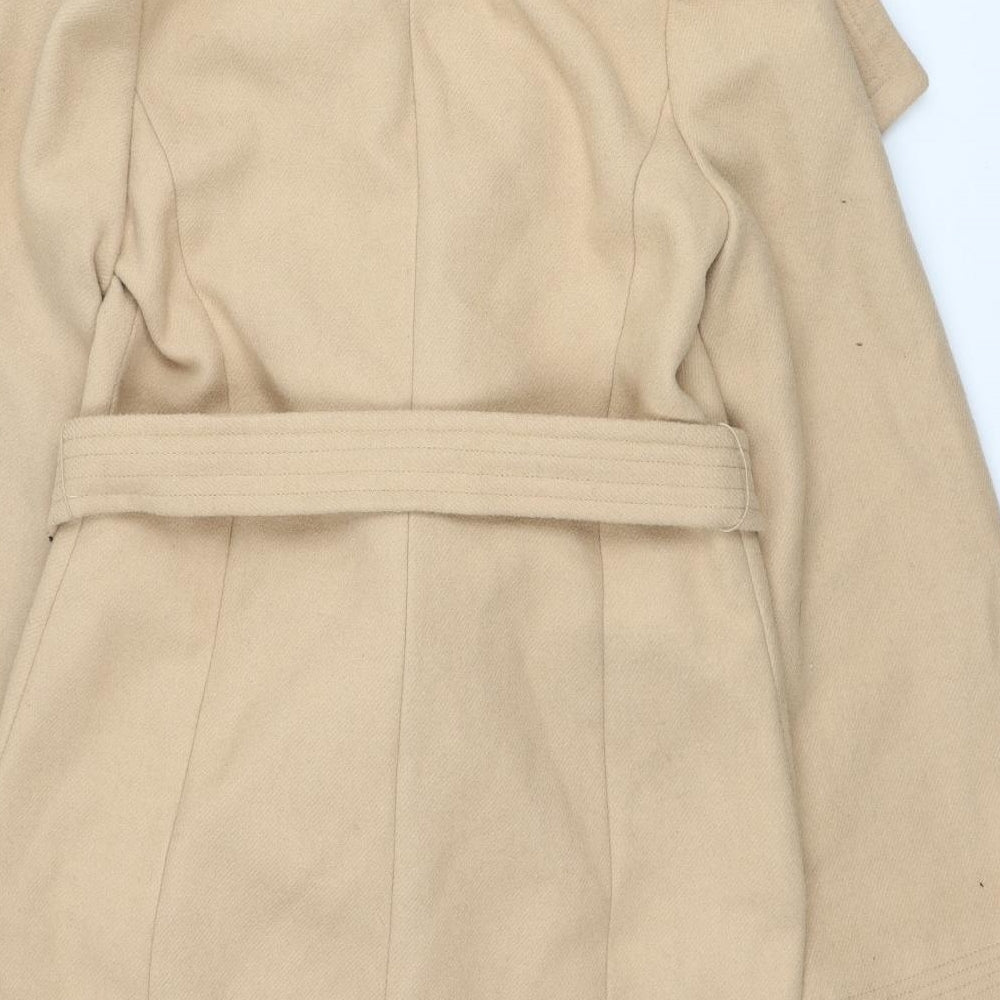 Lipsy Womens Beige Overcoat Coat Size 10 Tie