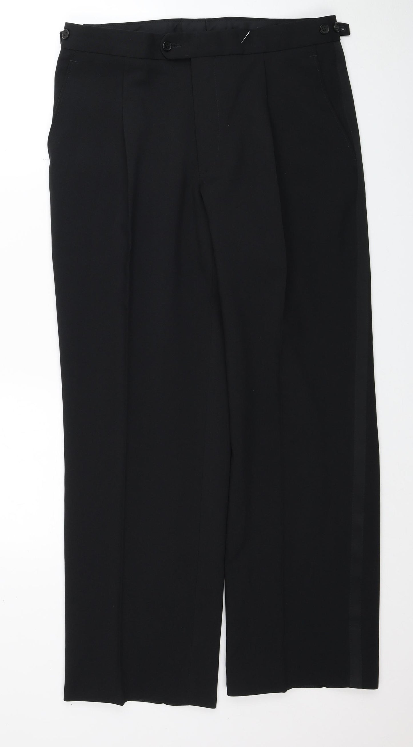 Preworn Mens Black Polyester Trousers Size 34 in L29 in Regular Zip