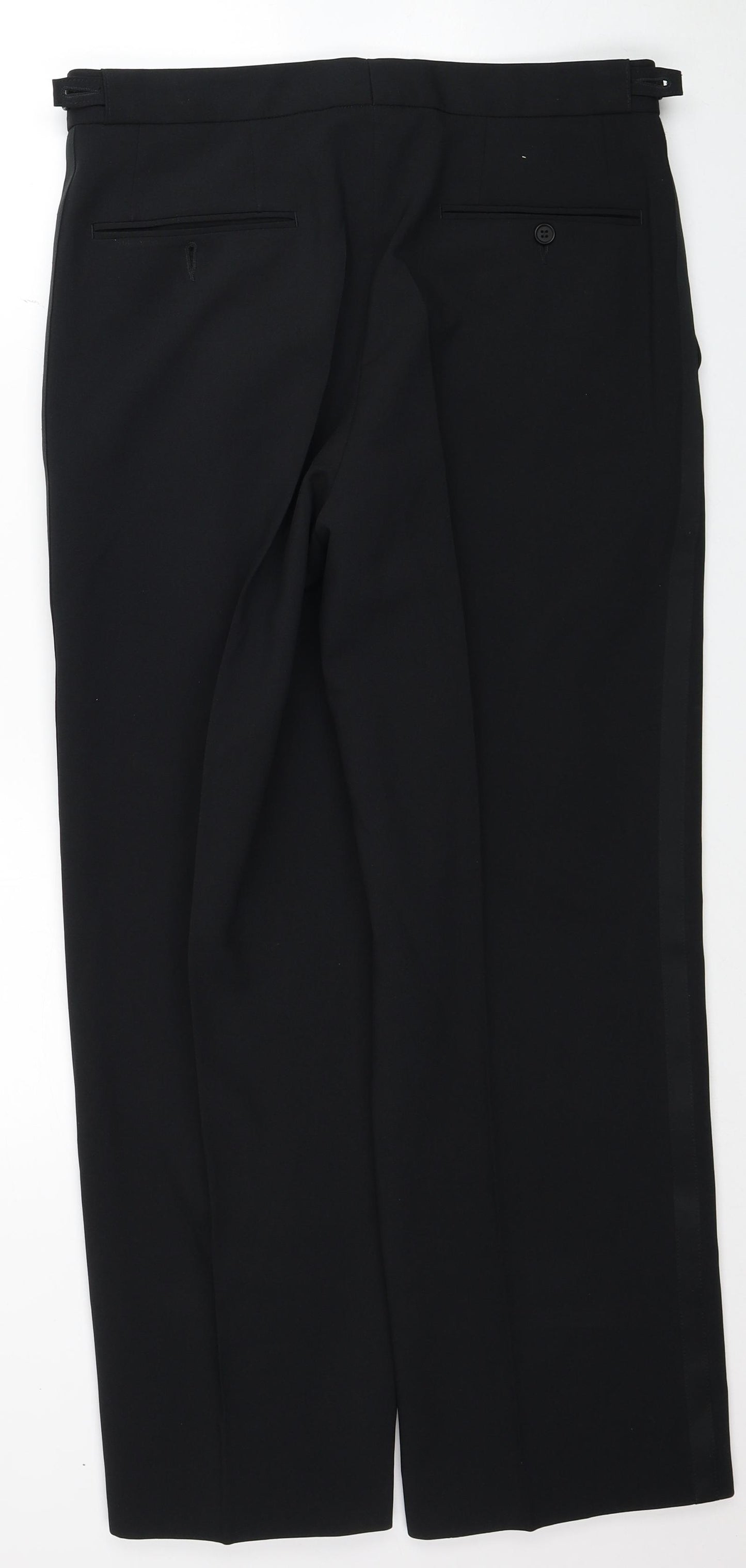 Preworn Mens Black Polyester Trousers Size 34 in L29 in Regular Zip